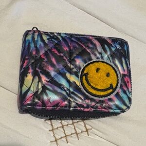 Colorful Tie-Dye Wallet with Smiley Patch
